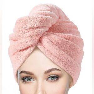 New Microfiber pink Hair Towel Wrap. Super Absorbent Turban Towel